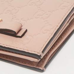 Gucci Blush Pink Microguccissima Leather Bow Card Case