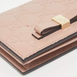 Gucci Blush Pink Microguccissima Leather Bow Card Case