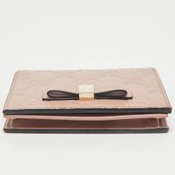 Gucci Blush Pink Microguccissima Leather Bow Card Case