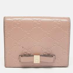 Gucci Blush Pink Microguccissima Leather Bow Card Case