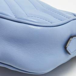 Gucci Blue Matelassé Leather Mini GG Marmont Camera Bag