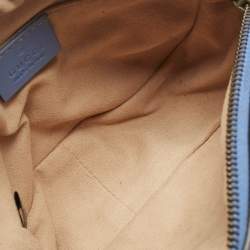 Gucci Blue Matelassé Leather Mini GG Marmont Camera Bag