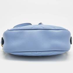 Gucci Blue Matelassé Leather Mini GG Marmont Camera Bag