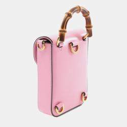 Gucci Pink Mini Calfskin Bamboo Top Handle Bag