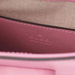 Gucci Pink Mini Calfskin Bamboo Top Handle Bag