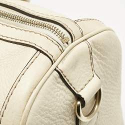 Gucci White Leather Vintage Web Medium Boston Bag