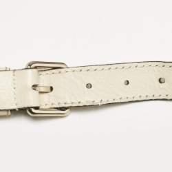 Gucci White Leather Vintage Web Medium Boston Bag
