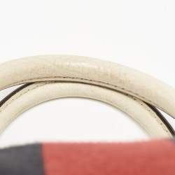 Gucci White Leather Vintage Web Medium Boston Bag