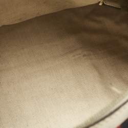 Gucci White Leather Vintage Web Medium Boston Bag