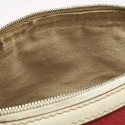 Gucci White Leather Vintage Web Medium Boston Bag