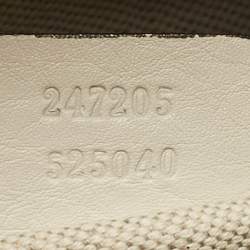 Gucci White Leather Vintage Web Medium Boston Bag