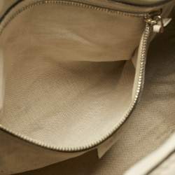 Gucci White Leather Vintage Web Medium Boston Bag