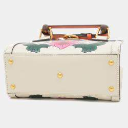 Gucci Ivory Floral Leather Diana Bamboo Mini Shoulder Bag