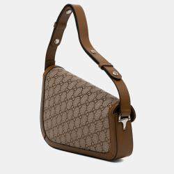 Gucci Brown GG Canvas Asymmetric Horsebit 1955 Shoulder Bag