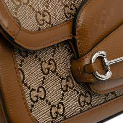 Gucci Brown GG Canvas Asymmetric Horsebit 1955 Shoulder Bag