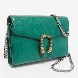 Gucci Green Leather Dionysus Wallet on Chain