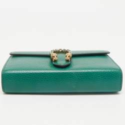 Gucci Green Leather Dionysus Wallet on Chain