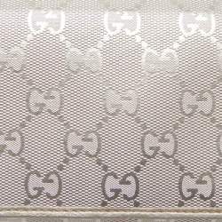 Gucci Metallic Grey GG Imprime Canvas Wallet on Chain