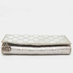Gucci Metallic Grey GG Imprime Canvas Wallet on Chain