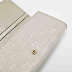 Gucci Metallic Grey GG Imprime Canvas Wallet on Chain