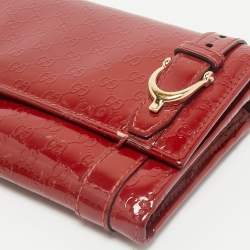 Gucci Red Microguccissima Patent Leather Nice Continental Wallet