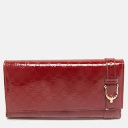 Gucci Red Microguccissima Patent Leather Nice Continental Wallet