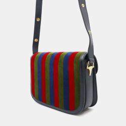 Gucci Multicolor Velour Leather Horsebit 1955 Shoulder Bag