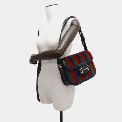 Gucci Multicolor Velour Leather Horsebit 1955 Shoulder Bag