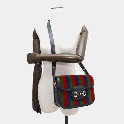 Gucci Multicolor Velour Leather Horsebit 1955 Shoulder Bag
