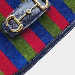 Gucci Multicolor Velour Leather Horsebit 1955 Shoulder Bag