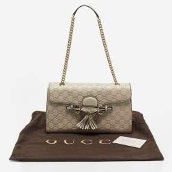 Gucci Off White Guccissima Leather Medium Emily Chain Shoulder Bag