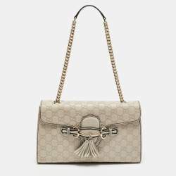 Gucci Off White Guccissima Leather Medium Emily Chain Shoulder Bag