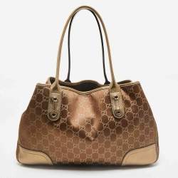 Gucci Bronze/Gold GG Fabric and Leather Princy Tote 
