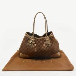 Gucci Bronze/Gold GG Fabric and Leather Princy Tote 