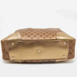 Gucci Bronze/Gold GG Fabric and Leather Princy Tote 