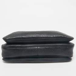 Gucci Black Guccissima Leather Emblem Chain Shoulder Bag