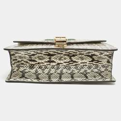 Gucci Black/White Watersnake Leather Small Web Chain Sylvie Shoulder Bag
