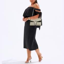 Gucci Black/Beige GG Supreme Canvas and Suede Small Dionysus Shoulder Bag