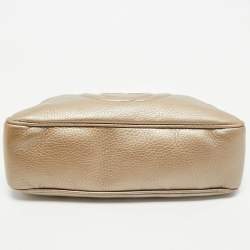 Gucci Metallic Beige Leather Medium Soho Chain Shoulder Bag