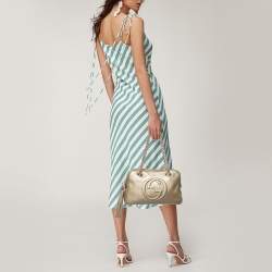 Gucci Metallic Beige Leather Medium Soho Chain Shoulder Bag