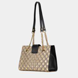 Gucci Brown Small GG Supreme Bee Padlock Tote