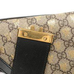 Gucci Brown Small GG Supreme Bee Padlock Tote