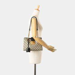 Gucci Brown Small GG Supreme Bee Padlock Tote