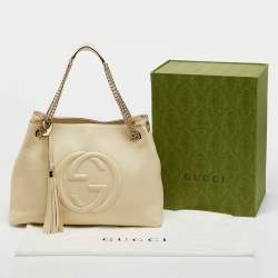 Gucci Cream Leather Medium Soho Chain Tote