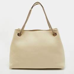 Gucci Cream Leather Medium Soho Chain Tote
