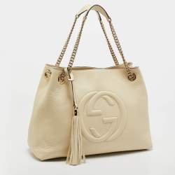 Gucci Cream Leather Medium Soho Chain Tote