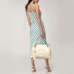 Gucci Cream Leather Medium Soho Chain Tote