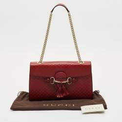 Gucci Red Microguccissima Leather Medium Emily Chain Shoulder Bag