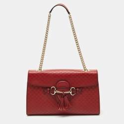 Gucci Red Microguccissima Leather Medium Emily Chain Shoulder Bag