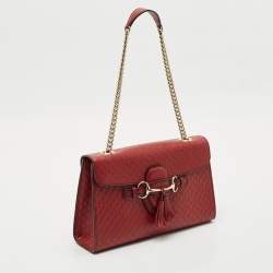 Gucci Red Microguccissima Leather Medium Emily Chain Shoulder Bag